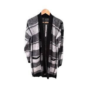Love By Design Long Sleeve Open Front Plaid Duster Cardigan Sweater NWT Size L